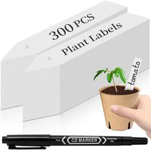 Dalzom® 300Pcs 4" Plant Labels with Marker Pen, Waterproof Plastic Plant Tags for Outdoor Seedlings Vegetable Garden Signs Markers Label Stakes (White) Dalzom® 300Pcs 4" Plant Labels with Marker Pen, Waterproof Plastic Plant Tags for Outdoor Seedlings Vegetable Garden Signs Markers Label Stakes (White)