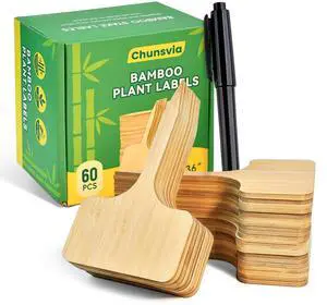 Chunsvia Plant Labels, 60-Pack Bamboo Garden Markers with Dual-Tip Marker Chunsvia Plant Labels, 60-Pack Bamboo Garden Markers with Dual-Tip Marker