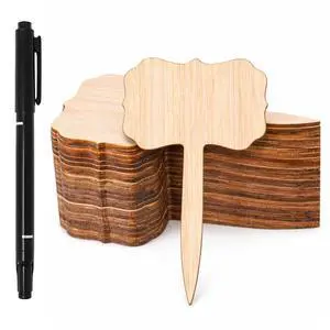 Fenqoril 60pcs Bamboo Plant Labels for Garden, T-Type Bamboo Plant Tags for Seedlings, Herbs, Vegetables, Outdoor Plant Markers with Black Marker Pen (3.9" x 2.36") Fenqoril 60pcs Bamboo Plant Labels for Garden, T-Type Bamboo Plant Tags for Seedlings, Herbs, Vegetables, Outdoor Plant Markers with Black Marker Pen (3.9" x 2.36")