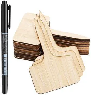 OBTANIM 75 Pack Bamboo T-Type Plant Labels with A Marker Pen, Garden Markers Sign Plant Tags for Seedling Potted Herbs Flowers Vegetables OBTANIM 75 Pack Bamboo T-Type Plant Labels with A Marker Pen, Garden Markers Sign Plant Tags for Seedling Potted Herbs Flowers Vegetables