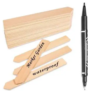 Whaline 50Pcs Wooden Plant Labels with A Marker Pen Waterproof Pointed Wooden Plant Sign Tags Garden Markers for Outdoor Indoor Garden Seed Potted Herbs Flowers Vegetables (15 x 2 cm) Whaline 50Pcs Wooden Plant Labels with A Marker Pen Waterproof Pointed Wooden Plant Sign Tags Garden Markers for Outdoor Indoor Garden Seed Potted Herbs Flowers Vegetables (15 x 2 cm)