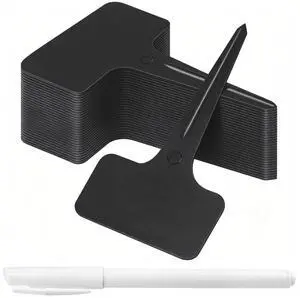 Whaline 100 Pcs Plastic Plant Labels Black T-Type Garden Stake Tags Waterproof Plant Markers Reusable Plants Signs for Outdoor Indoor Nursery Potted Plants Seed with A White Marker Pen (6 x 10 cm) Whaline 100 Pcs Plastic Plant Labels Black T-Type Garden Stake Tags Waterproof Plant Markers Reusable Plants Signs for Outdoor Indoor Nursery Potted Plants Seed with A White Marker Pen (6 x 10 cm)