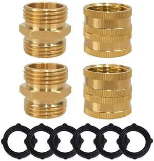 Hourleey Garden Hose Adapter, 3/4 Inch Solid Brass Hose Connectors Adapters Male to Male, Female to Female, 4 Pack Hourleey Garden Hose Adapter, 3/4 Inch Solid Brass Hose Connectors Adapters Male to Male, Female to Female, 4 Pack