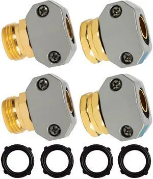 Hourleey Garden Hose Repair Kit, 2 Sets Aluminum Alloy Garden Hose End Mender, Male and Female Water Hose Repair Fittings, Fit 5/8" and 3/4" Connector, with 4 Extra Hose Washers Hourleey Garden Hose Repair Kit, 2 Sets Aluminum Alloy Garden Hose End Mender, Male and Female Water Hose Repair Fittings, Fit 5/8" and 3/4" Connector, with 4 Extra Hose Washers