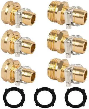 LIULO TOOL Garden Hose Repair Connector with Clamps, Fit for 3/4" or 5/8" Aluminum Garden Hose Fitting, Male and Female Hose Fittings, 3 Sets LIULO TOOL Garden Hose Repair Connector with Clamps, Fit for 3/4" or 5/8" Aluminum Garden Hose Fitting, Male and Female Hose Fittings, 3 Sets