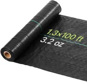 VEVOR Weed Barrier Fabric Heavy Duty, 1.3x100FT 3.2oz Landscape Fabric, Woven Weed Blocker Fabrics, Garden Fabrics Weeds Barrier, Weeds Control Ground Cover, Geotextile Webbing, Gardening Mat, Black VEVOR Weed Barrier Fabric Heavy Duty, 1.3x100FT 3.2oz Landscape Fabric, Woven Weed Blocker Fabrics, Garden Fabrics Weeds Barrier, Weeds Control Ground Cover, Geotextile Webbing, Gardening Mat, Black