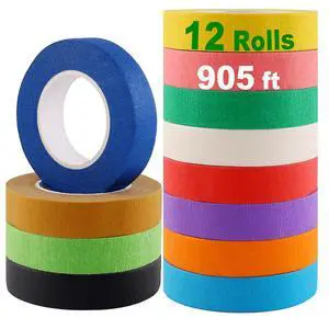 Colored Masking Tape, Rainbow Colors Painters Tape Colorful Craft Art Paper Tape for Labeling Arts Crafts DIY Decorative Coding Decoration Teaching Supplies, 12 Rolls, 0.6Inch Wide x 25Yards Long Colored Masking Tape, Rainbow Colors Painters Tape Colorful Craft Art Paper Tape for Labeling Arts Crafts DIY Decorative Coding Decoration Teaching Supplies, 12 Rolls, 0.6Inch Wide x 25Yards Long