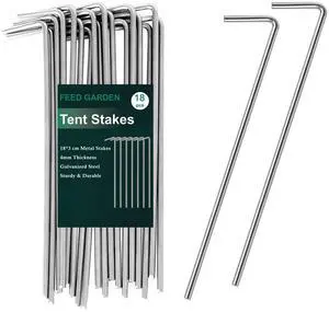 FEED GARDEN 7 Inch Tent Stakes 18 Pack Yard Inflatable Stakes for Outdoor Decorations Metal Pegs Heavy Duty Garden Hooks Camping Tent Spikes for Canopies, Tarp and Outdoor Christmas Decorations FEED GARDEN 7 Inch Tent Stakes 18 Pack Yard Inflatable Stakes for Outdoor Decorations Metal Pegs Heavy Duty Garden Hooks Camping Tent Spikes for Canopies, Tarp and Outdoor Christmas Decorations
