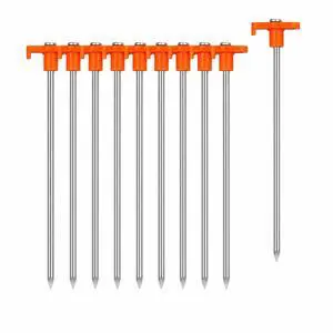 Fcviacy 7.1IN Heavy Duty Tent Stakes, 10 Pack Rust Resistant Galvanized Steel Ground Stakes with High Visibility Orange T-Head for Camping Tents, Tarps & Canopies Fcviacy 7.1IN Heavy Duty Tent Stakes, 10 Pack Rust Resistant Galvanized Steel Ground Stakes with High Visibility Orange T-Head for Camping Tents, Tarps & Canopies