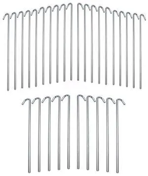 9 inch 30-Piece Galvanized Steel Tent Pegs-Garden Stakes, Silver Steel 9 inch 30-Piece Galvanized Steel Tent Pegs-Garden Stakes, Silver Steel