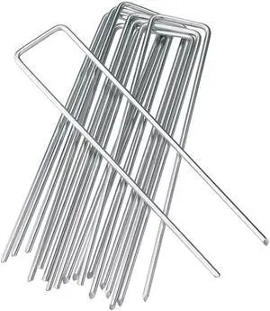 6 Inches Heavy Duty Galvanized Steel Garden Stakes Staples Securing Pegs for Securing Weed Fabric Landscape Fabric Netting Ground Sheets and Fleece, Christmas Decoration, Accessories (10, Silver) 6 Inches Heavy Duty Galvanized Steel Garden Stakes Staples Securing Pegs for Securing Weed Fabric Landscape Fabric Netting Ground Sheets and Fleece, Christmas Decoration, Accessories (10, Silver)