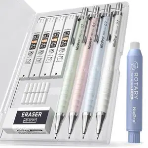 Nicpro Cute Mechanical Pencil Set, 4PCS 0.7mm Pastel Drafting Pencils Nicpro Cute Mechanical Pencil Set, 4PCS 0.7mm Pastel Drafting Pencils