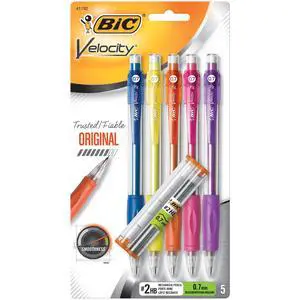 BIC Velocity Mechanical Pencils, Colorful Barrels, Medium Point, 5-Count BIC Velocity Mechanical Pencils, Colorful Barrels, Medium Point, 5-Count