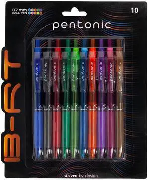 Pentonic B-RT Retractable Ballpoint Pens, 10 Count, 10 Colors Tip, 0.7 mm Fine Point, Ergonomic Grip, Smooth Writing For Journaling, Pens for School & the Office (1017265) Pentonic B-RT Retractable Ballpoint Pens, 10 Count, 10 Colors Tip, 0.7 mm Fine Point, Ergonomic Grip, Smooth Writing For Journaling, Pens for School & the Office (1017265)