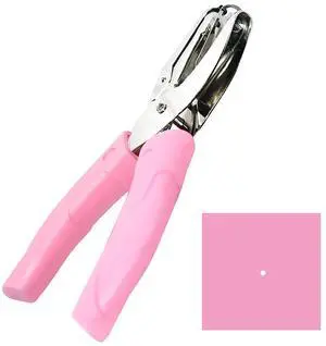 Handheld Hole Paper Punch Puncher for Craft Paper Tags Clothing Ticket DIY Scrapbook Tool, with Pink Soft Handheld Grip (Small Circle 1/16 inch) Handheld Hole Paper Punch Puncher for Craft Paper Tags Clothing Ticket DIY Scrapbook Tool, with Pink Soft Handheld Grip (Small Circle 1/16 inch)