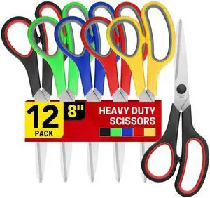 12 Pack 8" Scissors All Purpose, Heavy Duty Scissors for Office | Scissors Bulk Multipurpose Comfort-Grip Sharp Adult Office Scissors Set Sewing Fabric Stainless Steel Blades, Right/Left Hand 12 Pack 8" Scissors All Purpose, Heavy Duty Scissors for Office | Scissors Bulk Multipurpose Comfort-Grip Sharp Adult Office Scissors Set Sewing Fabric Stainless Steel Blades, Right/Left Hand