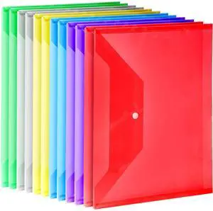 LEOBRO Plastic File Folders, 12 PCS A4 Plastic Envelopes with Snap Closure, Folders for Document, Reusable File Bags, Document Holder, for School Office LEOBRO Plastic File Folders, 12 PCS A4 Plastic Envelopes with Snap Closure, Folders for Document, Reusable File Bags, Document Holder, for School Office