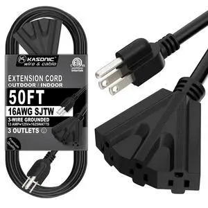 K KASONIC 50 FT 3 Outlet Outdoor Extension Cord, 16/3 Grounded Cord, Black K KASONIC 50 FT 3 Outlet Outdoor Extension Cord, 16/3 Grounded Cord, Black