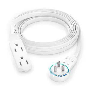 Maximm 10 Ft UL Certified 360° Rotating Flat Plug Extension Cord, 3-Outlet | UL Certified 16 Gauge grounded wire low-profile design for indoor use Maximm 10 Ft UL Certified 360° Rotating Flat Plug Extension Cord, 3-Outlet | UL Certified 16 Gauge grounded wire low-profile design for indoor use