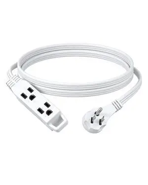 DEWENWILS 6FT Flat Plug Extension Cord, 16/3 SPT-3 Flat Wire & 3 Grounded Outlets, 13A / 125V / 1625W, Extension Cord with 3-Prong Plug for TV, Kitchen, Bedroom, Office, ETL Listed, White DEWENWILS 6FT Flat Plug Extension Cord, 16/3 SPT-3 Flat Wire & 3 Grounded Outlets, 13A / 125V / 1625W, Extension Cord with 3-Prong Plug for TV, Kitchen, Bedroom, Office, ETL Listed, White