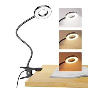 LINTYLE Clip on Light 5W Desk Lamp, Eye Caring Reading Light for Bed | 3 Colors & 6 Brightness, 48 LED Beads, 360° Flexible Metal Gooseneck,Black LINTYLE Clip on Light 5W Desk Lamp, Eye Caring Reading Light for Bed | 3 Colors & 6 Brightness, 48 LED Beads, 360° Flexible Metal Gooseneck,Black
