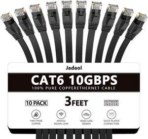 Cat6/Cat6A Ethernet Cable 3FT 10Pack Flat 10Gbps Network Cable Black | 1FT 3FT 5FT 10FT 15FT 20FT 25FT 30FT 35FT 50FT 60FT 75FT 100FT 150FT 200FT LAN Patch Cable for Router, Modem, Switch, Cat6/Cat6A Ethernet Cable 3FT 10Pack Flat 10Gbps Network Cable Black | 1FT 3FT 5FT 10FT 15FT 20FT 25FT 30FT 35FT 50FT 60FT 75FT 100FT 150FT 200FT LAN Patch Cable for Router, Modem, Switch,