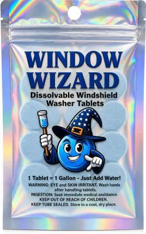 Window Wizard Windshield Washer Tablets Concentrated Windshield Cleaner for Cars, Streak-Free Glass Cleaning Tablets, Easy-Mix Formula, Eco-Friendly 12 Pack Window Wizard Windshield Washer Tablets Concentrated Windshield Cleaner for Cars, Streak-Free Glass Cleaning Tablets, Easy-Mix Formula, Eco-Friendly 12 Pack