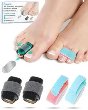 snqqmtt 2Pcs Hammer Toe Straightener with Removable Aluminum Plate and 2Pcs Broken Toe Wraps for Women & Men, Adjustable Toe Corrector for Curled & Bent Toe, Broken Support (Medium) snqqmtt 2Pcs Hammer Toe Straightener with Removable Aluminum Plate and 2Pcs Broken Toe Wraps for Women & Men, Adjustable Toe Corrector for Curled & Bent Toe, Broken Support (Medium)
