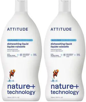 ATTITUDE Dish Soap,EWG Verified,Plant-Based & Vegan Dishwashing Liquid,Naturally Derived,Wildflowers Scent,23.7 Fl Oz,(Pack of 2) ATTITUDE Dish Soap,EWG Verified,Plant-Based & Vegan Dishwashing Liquid,Naturally Derived,Wildflowers Scent,23.7 Fl Oz,(Pack of 2)