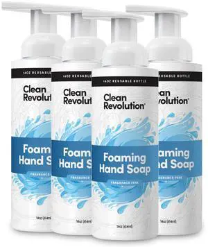 Clean Revolution Fragrance Free Foaming Hand Soap Refill, Moisturizing Sulfate-Free Hand Soap, Ready-to-Use Foam Soap Refill for Kitchen & Bathroom, Unscented, 14 oz, Pack of 4 Clean Revolution Fragrance Free Foaming Hand Soap Refill, Moisturizing Sulfate-Free Hand Soap, Ready-to-Use Foam Soap Refill for Kitchen & Bathroom, Unscented, 14 oz, Pack of 4