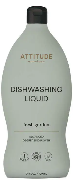 ATTITUDE Dish Soap, EWG Verified, Plant-Based & Vegan Dishwashing Liquid, Naturally Derived, Fresh Garden Scent, 24 Fl Oz ATTITUDE Dish Soap, EWG Verified, Plant-Based & Vegan Dishwashing Liquid, Naturally Derived, Fresh Garden Scent, 24 Fl Oz