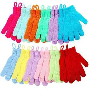 Shower Gloves 24 Pcs Exfoliating with Hanging Loop, 12 Colors | Body Scrub Gloves for Beauty Spa Massage, Skin Shower Body Scrubber Shower Gloves 24 Pcs Exfoliating with Hanging Loop, 12 Colors | Body Scrub Gloves for Beauty Spa Massage, Skin Shower Body Scrubber