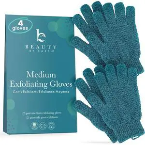 Exfoliating Glove (4 pcs, 2 Pairs) - Medium Shower Gloves for Body Scrub | Exfoliates & Removes Dead Skin Exfoliating Glove (4 pcs, 2 Pairs) - Medium Shower Gloves for Body Scrub | Exfoliates & Removes Dead Skin