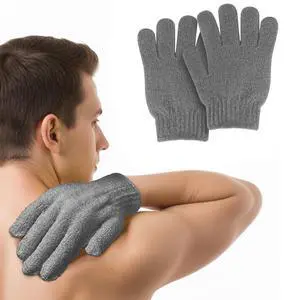MOLOPPO 2 PCS Exfoliating Glove, Scrub Gloves Exfoliating Grey | Loofah, Body Exfoliator, Bath Gloves MOLOPPO 2 PCS Exfoliating Glove, Scrub Gloves Exfoliating Grey | Loofah, Body Exfoliator, Bath Gloves