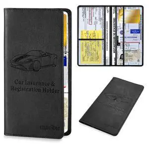 TILDOSAC Leather Car Registration and Insurance Card Holder, Car Document Holder for Cards License with Magnetic Shut (Black, large) TILDOSAC Leather Car Registration and Insurance Card Holder, Car Document Holder for Cards License with Magnetic Shut (Black, large)