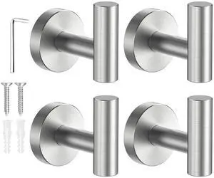 SetSail Towel Hooks for Bathrooms Screw-in 4 Packs Brushed Nickel Bathroom Towel Hook Wall Mounted Stainless Steel Shower Towel Hooks for Coat Hanging, Drill Hole SetSail Towel Hooks for Bathrooms Screw-in 4 Packs Brushed Nickel Bathroom Towel Hook Wall Mounted Stainless Steel Shower Towel Hooks for Coat Hanging, Drill Hole