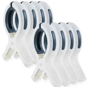 HiGift Large Beach Towel Clips for Beach Chairs, 8 Pack Jumbo Size 5.1 Inch Towel Clips for Beach Chairs Cruise, Heavy Duty Towel Holder for Pool Lounge Chair Cruise Essentials, White HiGift Large Beach Towel Clips for Beach Chairs, 8 Pack Jumbo Size 5.1 Inch Towel Clips for Beach Chairs Cruise, Heavy Duty Towel Holder for Pool Lounge Chair Cruise Essentials, White