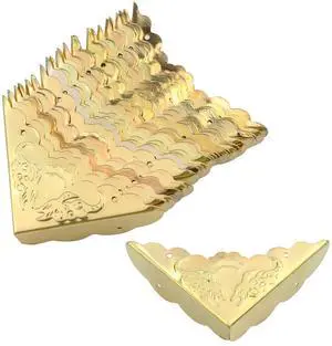 Antrader 24Pcs Antique Decorative Box Corner Protectors,1.6"x1.6" Gold Tone | Pack of 24 Edge Safety Furniture Corner Guard For Wooden Chest, Gift Box Hardware Antrader 24Pcs Antique Decorative Box Corner Protectors,1.6"x1.6" Gold Tone | Pack of 24 Edge Safety Furniture Corner Guard For Wooden Chest, Gift Box Hardware