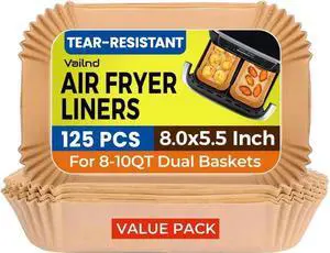 125Pcs Air Fryer Liners Disposable for Dual Basket 8x5.5 Inch Rectangle | Parchment Paper for Ninja DZ201 DZ401, AirFryer liners for Chefman 2 Bask, OilProof 125Pcs Air Fryer Liners Disposable for Dual Basket 8x5.5 Inch Rectangle | Parchment Paper for Ninja DZ201 DZ401, AirFryer liners for Chefman 2 Bask, OilProof