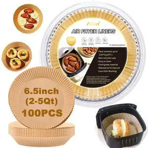 Ailun 100PCS Air Fryer Paper Liners 6.5inch, for 2-5 QT Air Fryer | Oil Resistant, Disposable Food Grade, Free of Bleach Paper, Round, Non-Stick Parchment Paper, Baking, Roasting, Microwave Ailun 100PCS Air Fryer Paper Liners 6.5inch, for 2-5 QT Air Fryer | Oil Resistant, Disposable Food Grade, Free of Bleach Paper, Round, Non-Stick Parchment Paper, Baking, Roasting, Microwave