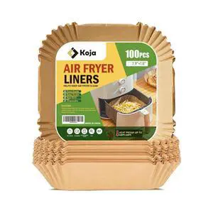 Koja 100 Pcs Parchment Air Fryer Liners, 6.5 in, Non-Stick, Heat Resistant | Also works in microwave, oven, and steamer. Easy to clean, no scrubbing needed after cooking. Koja 100 Pcs Parchment Air Fryer Liners, 6.5 in, Non-Stick, Heat Resistant | Also works in microwave, oven, and steamer. Easy to clean, no scrubbing needed after cooking.