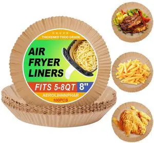 Air Fryer Liners Disposable, 8" Round Air Fryer Liners for 5-8 QT | 100Pcs Heavy Duty Parchment Paper Fits Ninja, Cosori, Non-Stick Water-proof Oil-proof, Unbleached Air fryer Sheets Air Fryer Liners Disposable, 8" Round Air Fryer Liners for 5-8 QT | 100Pcs Heavy Duty Parchment Paper Fits Ninja, Cosori, Non-Stick Water-proof Oil-proof, Unbleached Air fryer Sheets