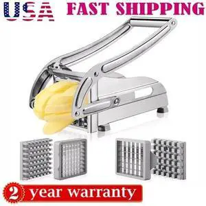 2 Blade Stainless Steel French Fry Cutter Potato Vegetable Slicer Chopper Dicer 2 Blade Stainless Steel French Fry Cutter Potato Vegetable Slicer Chopper Dicer