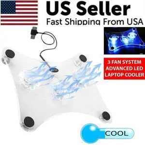 3 Fans USB Cooler Cooling Pad Stand LED Light Radiator For Laptop PC Notebook 3 Fans USB Cooler Cooling Pad Stand LED Light Radiator For Laptop PC Notebook