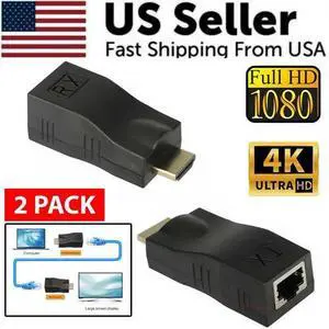 4K 1080P HDMI Extender to RJ45 Over Cat 5e/6 Network LAN Ethernet Adapter 2PCS 4K 1080P HDMI Extender to RJ45 Over Cat 5e/6 Network LAN Ethernet Adapter 2PCS