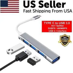 USB-C Type C to USB 3.0 4 Port Hub Splitter For PC Mac Phone MacBook Pro iPad USB-C Type C to USB 3.0 4 Port Hub Splitter For PC Mac Phone MacBook Pro iPad