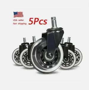 Set of 5 3 inch Office Chair Caster Rubber Swivel Wheels Replacement Heavy Duty Set of 5 3 inch Office Chair Caster Rubber Swivel Wheels Replacement Heavy Duty