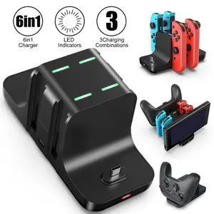 6-in-1 Charging Dock Charge Stand Station for Nintendo Switch Joy-Con Controller 6-in-1 Charging Dock Charge Stand Station for Nintendo Switch Joy-Con Controller
