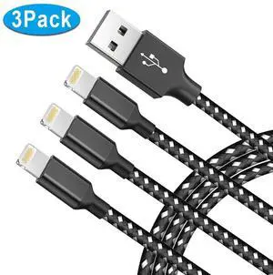 iPhone Charger Cable 3Pack 6FT/1.8M Lightning Cable Extra Long Nylon Braided Fast Charging & Sync iPhone Cord Compatible with iPhone11/ XS/XR/X/8/7/6/5/SE, iPad, iPod and More (Black and White) iPhone Charger Cable 3Pack 6FT/1.8M Lightning Cable Extra Long Nylon Braided Fast Charging & Sync iPhone Cord Compatible with iPhone11/ XS/XR/X/8/7/6/5/SE, iPad, iPod and More (Black and White)