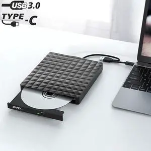 External CD DVD Drive, Portable High-Speed USB-C & USB 3.0 CD/DVD ROM DVD Burner/DVD Reader Writer Optical Drive for PC Desktops, Compatible with Windows/Mac OS X/Linux External CD DVD Drive, Portable High-Speed USB-C & USB 3.0 CD/DVD ROM DVD Burner/DVD Reader Writer Optical Drive for PC Desktops, Compatible with Windows/Mac OS X/Linux